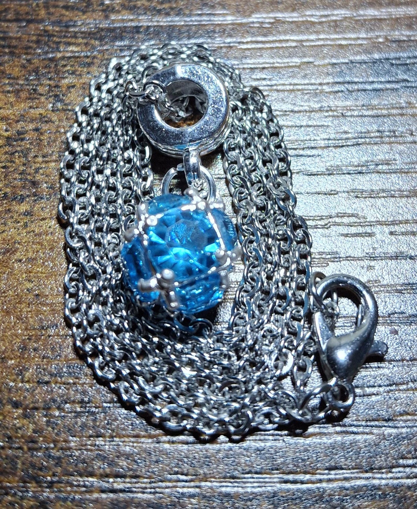 Blue Crystal Sphere Pendant Necklace – Silver Chain Jewelry