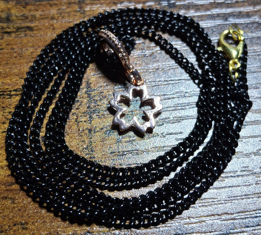Cherry Blossom Pendant Necklace – Black Chain Jewelry